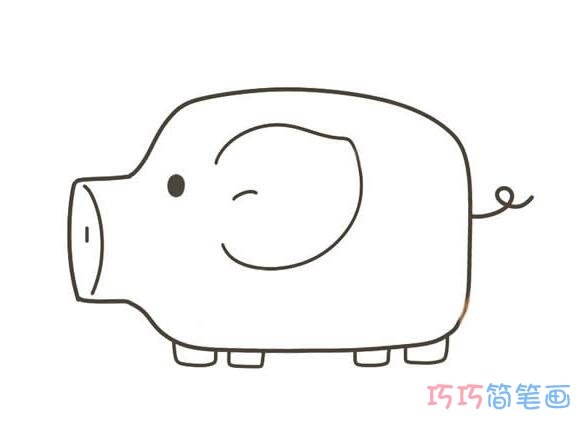 侧面可爱小猪怎么画有颜色_小猪简笔画图片步骤1