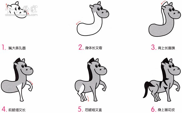 绘本故事卡通小斑马简笔画画法图片步骤