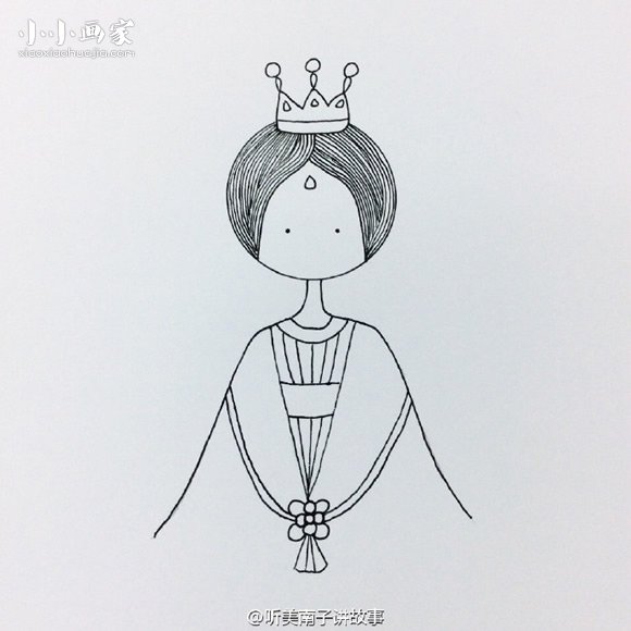 彩色的漂亮灰姑娘简笔画画法图片步骤步骤6