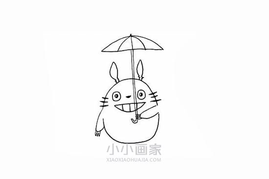 雨天打伞的龙猫简笔画画法图片步骤步骤5