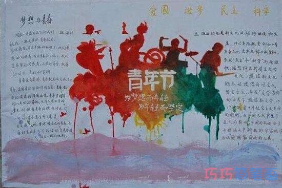 五四精神代代传青年节手抄报图片简单漂亮步骤2