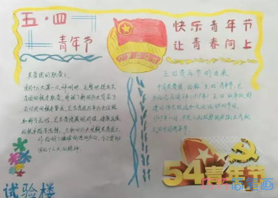 关于五四青年节快乐五四青春手抄报模板简单漂亮步骤2