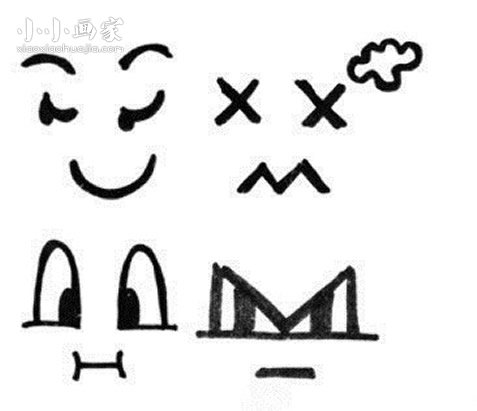 卡通人物表情简笔画画法图片步骤步骤3
