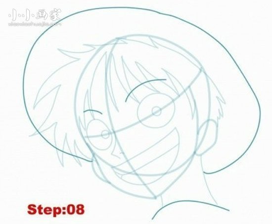 《海贼王》路飞简笔画画法图片步骤步骤8