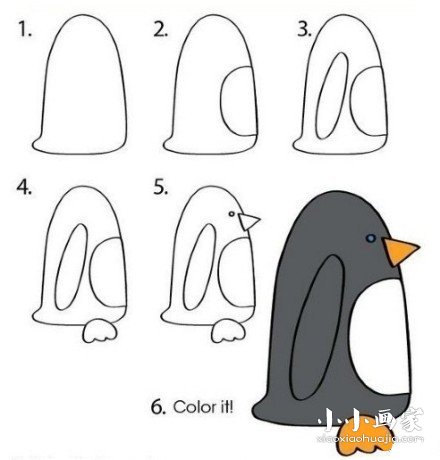 绘本故事侧身站立的企鹅简笔画画法图片步骤