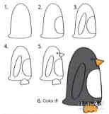 侧身站立的企鹅简笔画画法图片步骤步骤1