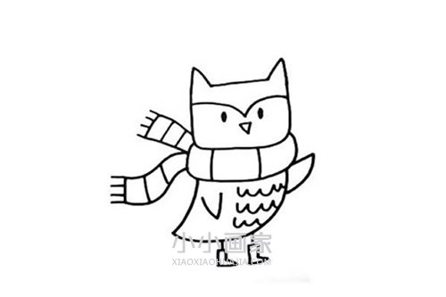 绘本故事围围巾的猫头鹰简笔画画法图片步骤