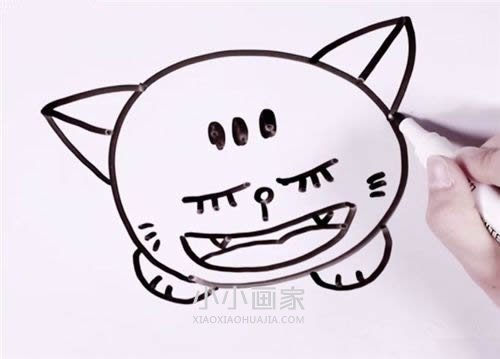 睡觉打呼噜的猫咪简笔画画法图片步骤步骤4