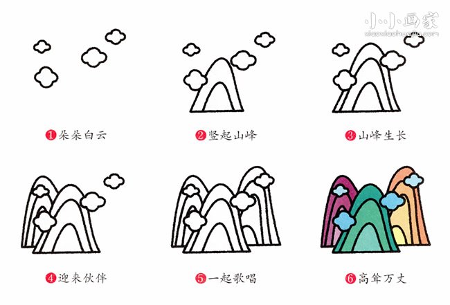 巍峨高山简笔画画法图片步骤步骤2