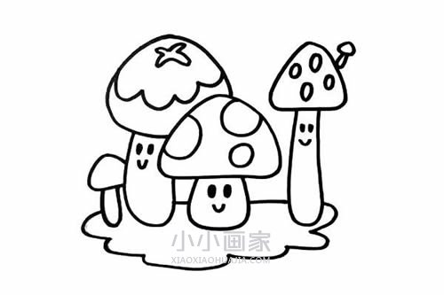 长在森林里的蘑菇简笔画画法图片步骤步骤5