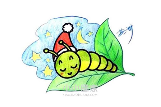 绘本故事圣诞毛毛虫简笔画画法图片步骤