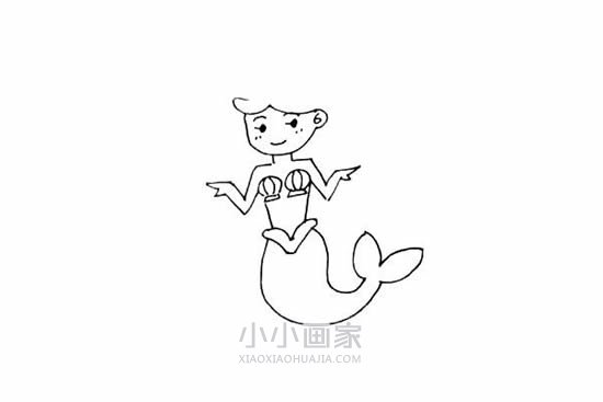 搞笑的美人鱼简笔画画法图片步骤步骤6