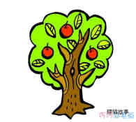 绘本故事丰收的苹果树怎么画好看涂色_秋天的简笔画图片