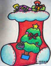 绘本故事幼儿圣诞袜装礼物儿童绘画作品图片欣赏