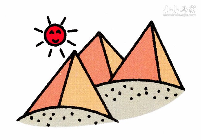 金字塔群简笔画画法图片步骤步骤1