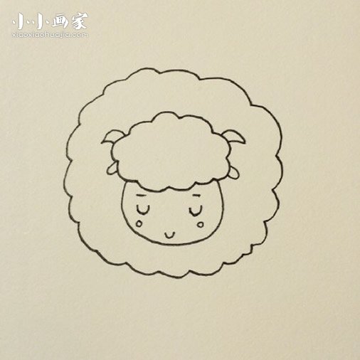 卡通彩色睡觉小绵羊简笔画画法图片步骤步骤7