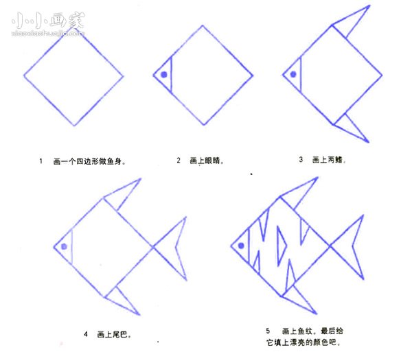 可爱又简单花纹鱼简笔画画法图片步骤