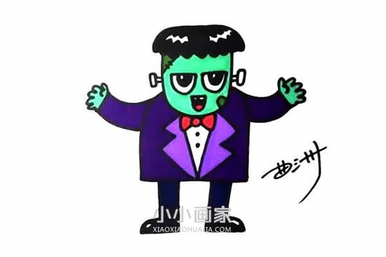 科学怪人简笔画画法图片步骤步骤1