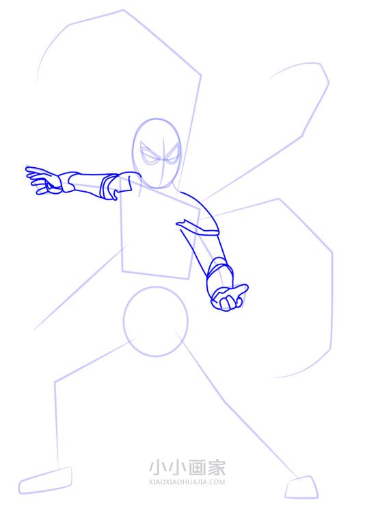 穿着全新战甲的蜘蛛侠简笔画画法图片步骤步骤5