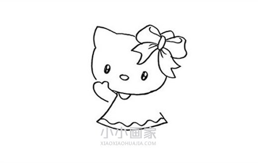 可爱凯蒂猫简笔画画法图片步骤步骤4