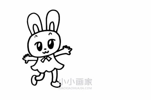 兔子姑娘和兔小伙的简笔画画法图片步骤步骤4