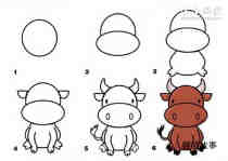 正面公牛简笔画画法图片步骤步骤1