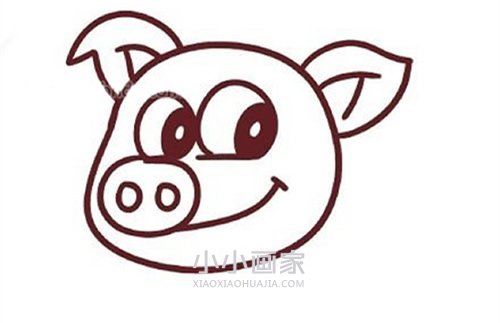 彩色卡通小猪简笔画画法图片步骤步骤4