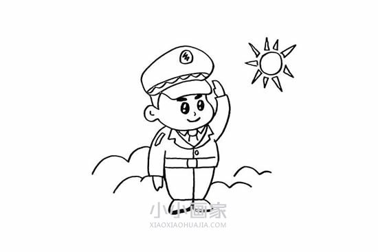 敬礼的警察简笔画画法图片步骤步骤11