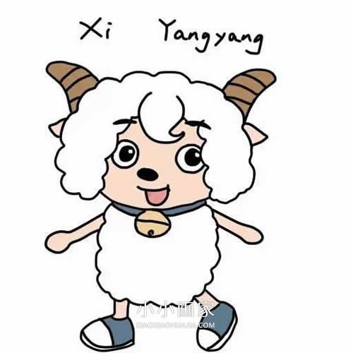 喜羊羊/美羊羊简笔画画法图片步骤步骤1