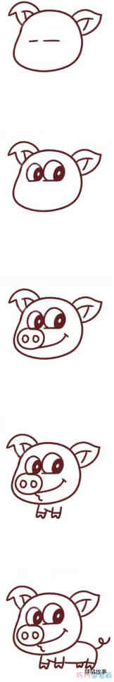 绘本故事卡通小猪的画法步骤图 涂色小猪怎么画简笔画图片