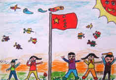 绘本故事北京天安门升国旗儿童画图片作品欣赏
