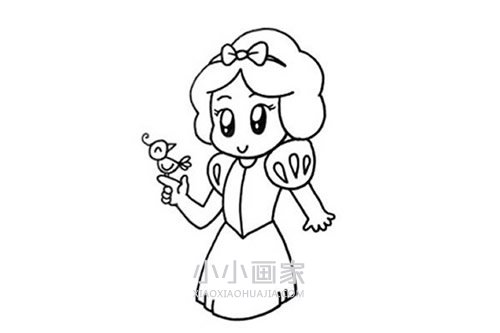 美丽的白雪公主简笔画画法图片步骤步骤4