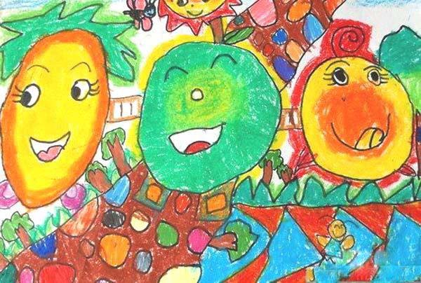 幼儿卡通水果娃娃儿童画画图片步骤1