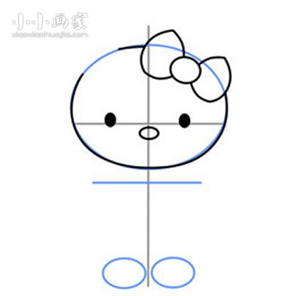 彩色的Hello Kitty简笔画画法图片步骤步骤4