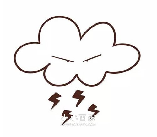 卡通风打雷简笔画画法图片步骤步骤3