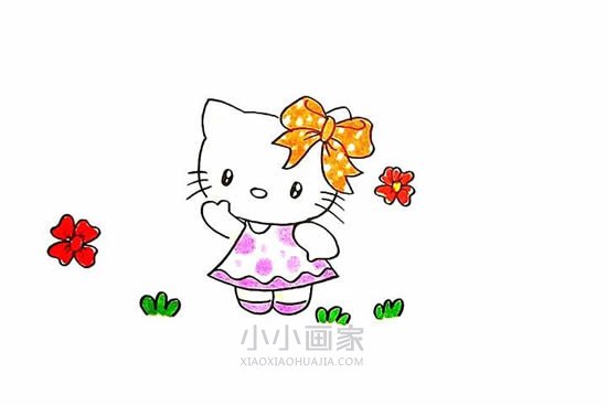 漂亮又可爱的凯蒂猫简笔画画法图片步骤步骤8