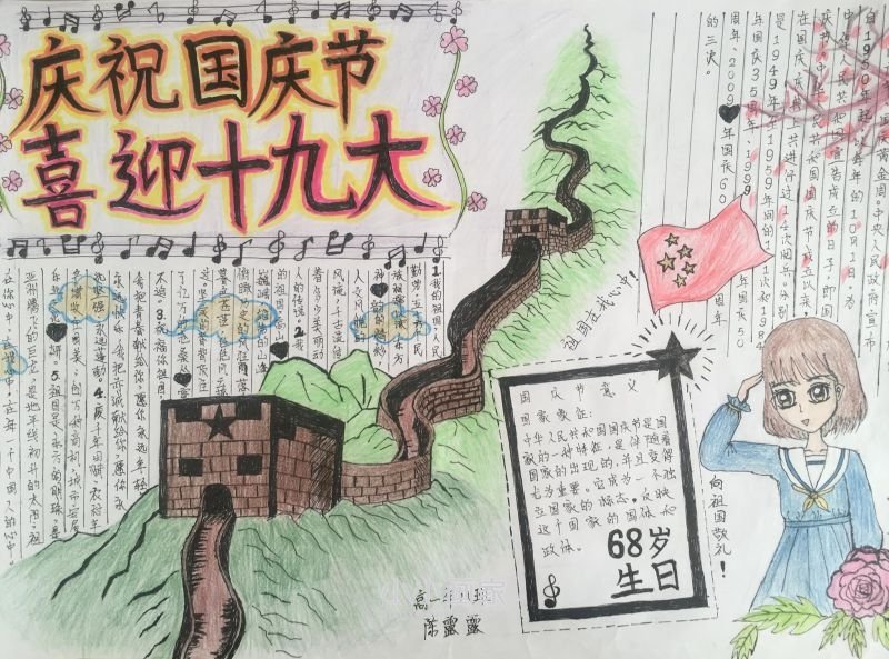 中学生庆祝国庆节手抄报图片精美漂亮步骤5
