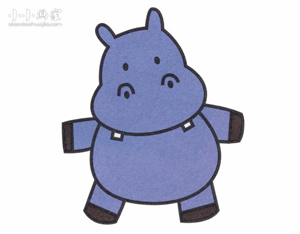 彩色卡通小河马简笔画画法图片步骤步骤1