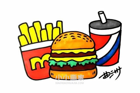 麦当劳套餐简笔画画法图片步骤步骤1