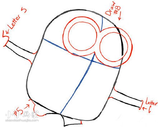 玩毛绒玩具的小黄人简笔画画法图片步骤步骤3