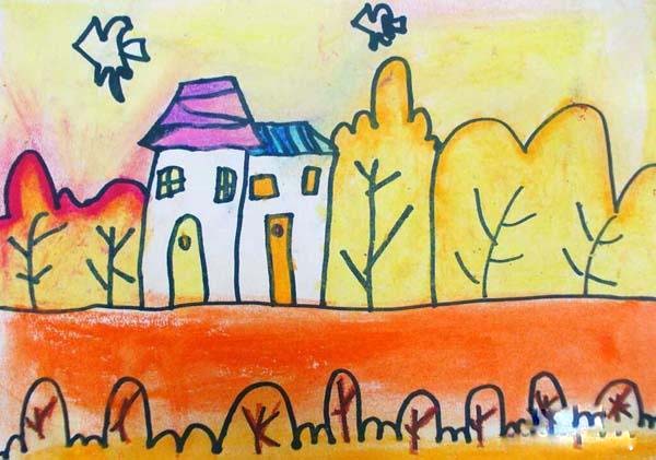 绘本故事金色的秋天美丽景象儿童画作品欣赏