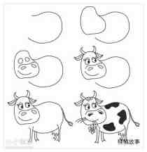 吃草的奶牛简笔画画法图片步骤