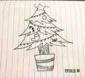 黑白圣诞树简笔画画法图片步骤步骤1
