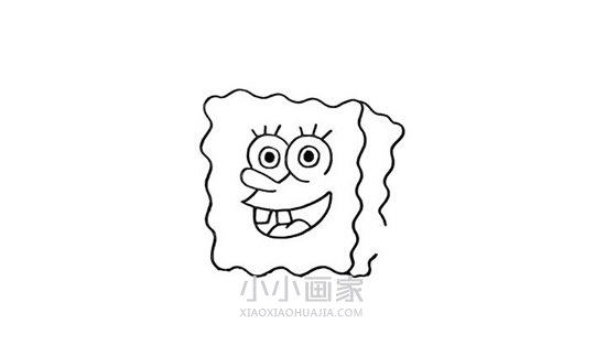 快乐的海绵宝宝简笔画画法图片步骤步骤4