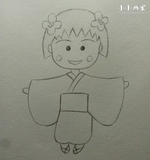 彩色樱桃小丸子简笔画画法图片步骤步骤8