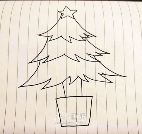 黑白圣诞树简笔画画法图片步骤步骤3