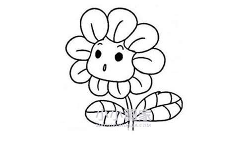 彩色卡通向日葵简笔画画法图片步骤步骤6