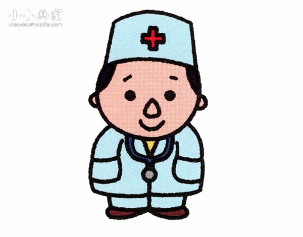 彩色男医生简笔画画法图片步骤步骤1