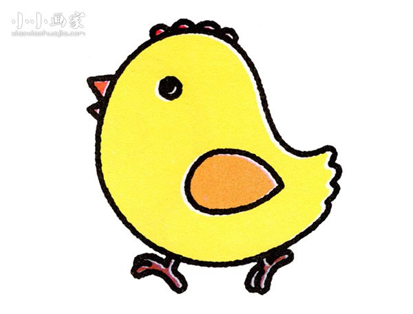 走路的黄色小鸡简笔画画法图片步骤步骤1
