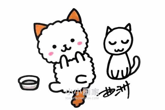 白色猫咪简笔画画法图片步骤步骤1